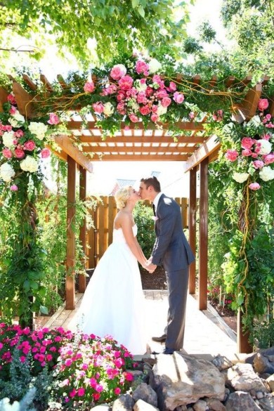 pink flower arbor