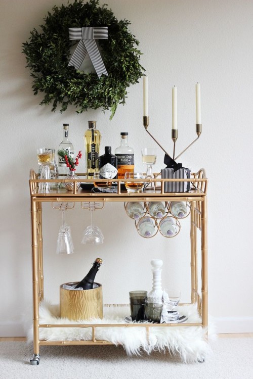 textural bar cart